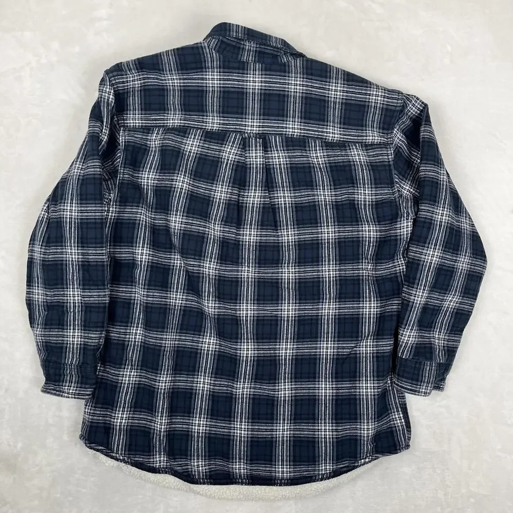 Red Head Jacket Mens Large Blue Plaid Sherpa Lined Flannel Shacket Workwear